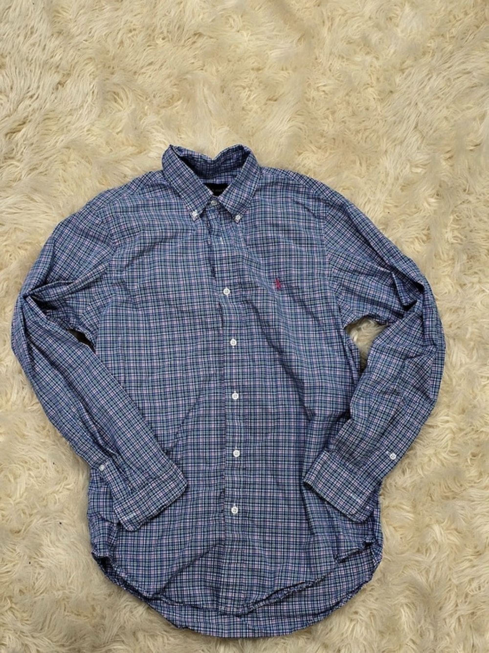 Polo Ralph Lauren Plaid Button Down in Blue & Pink Size Small Like New